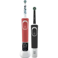 Oral-B D103 Black + D100 Star Wars Elektrische Kinderzahnbürste Rotierend/Oszilierend Rot/Weiß + 2. Handstück schwarz/weiß
