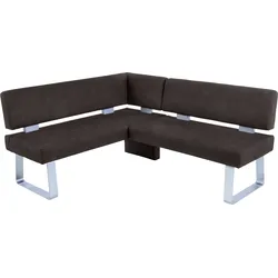Eckbank K+W KOMFORT & WOHNEN "Santos II", braun (schwarzbraun), B:180cm H:87cm T:157cm, 100% Polyester, Sitzbänke, gepolstert, Eckbank, wahlweise langer Schenkel 180cm rechts oder links