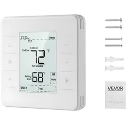 VEVOR Thermostat 7-Tage-programmierbar, Raumthermostat für Wärmepumpe, Klimaanlage, Fußbodenheizung, LED-Bildschirm mit Hintergrundbeleuchtung, großer Temperaturbereich von 5 bis 37 °C, weiß
