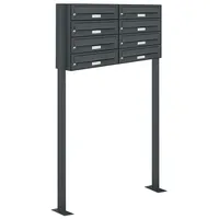 AL Briefkastensysteme 8er Standbriefkasten Anthrazitgrau inkl. Zeitungsfach