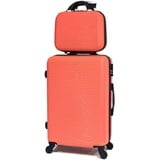 CELIMS Reisekoffer 65 cm & Kosmetikkoffer, Orange #5859, 65cm & Vanity