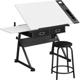 Zeichentisch Architektentisch Verstellbarer Tischplatte Schreibtisch Schülerschreibtisch Mit Hocker Und Schubladen Höhenverstellbar Arbeitstisch ...