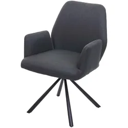 Esszimmerstuhl MCW-H71, Küchenstuhl Lehnstuhl Stuhl, Stoff/Textil Stahl ~ dunkelgrau