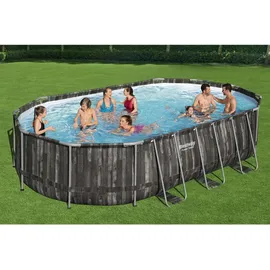 BESTWAY Power Steel Frame Pool oval Set 610 x 366 x 122 cm inkl. Filterpumpe (5-tlg.)