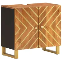 VidaXL Waschbeckenunterschrank Braun und Schwarz Massivholz Mango Vidaxl