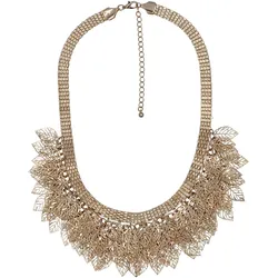 Collierkettchen STEUER "Metall Metallcollier mit vielen Blättern goldfarben", gelb, Halsketten, Damen, 53cm, Metall, L: 53cm B: 8.0mm, glänzend, Collier Statementkette, B:8.0mm