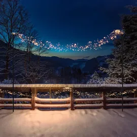 MARELIDA LED Lichterkette Solar Büschel 10,5 m warmweiß schwarz