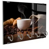 DEQORI Schlüsselbrett 'Sinnesfreude Kaffee', (1 St), Schlüsselhalter Schlüssel Haken Schlüsselboard modern Schlüsselleiste braun|schwarz