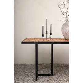 venture home Gartentisch 200 x 100 x 75 cm Beige/Schwarz