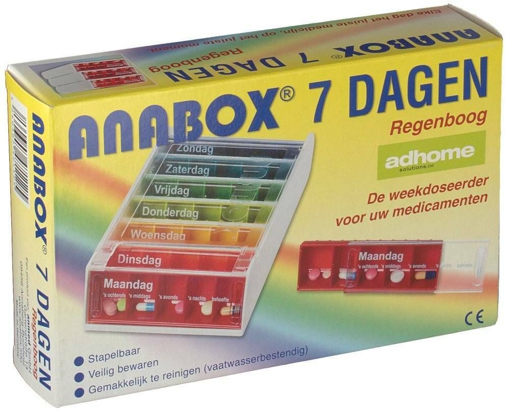 Anabox Boîte à médicaments 7 Jours Arc en Ciel Néerlandais AD155880 1 pc(s) Boîte