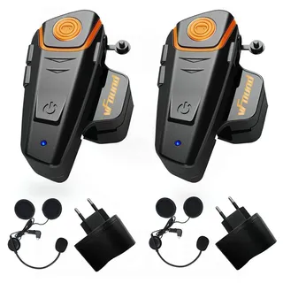 Qaurora BT-S2 1000m Bluetooth Headset Wasserdichtes BT Motorrad Motorrad Helm Intercom Interphone Headset f ̈1r 2 oder 3 Fahrer und 2,5 mm Audio f ̈1r Walkie Talkie GPS Hands Free MP3 Player FM Radio