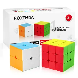 Roxenda Zauberwürfel, Speed Würfel Set mit 2X2 3X3 Cube Originale, Speedcube mit Anleitun (Stickerless)