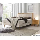 Hasena Nordic Boxspringbett 140-180 cm Braun / beige Liegefläche:140 x 200 cm, Topper:Agrea-Topper