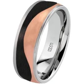 DOOSTI Trauring "Schmuck Geschenk Edelstahl Trauring Ehering Partnerring LIEBE" Gr. 58, rosa (edelstahlfarben, roségoldfarben, schwarz), Fingerringe, Damen, 58, ohne Zirkonia, Carbon Edelstahl, 6,5mm, Carbon, Edelstahl, Trauring, wahlweise mit oder ohne Zirkonia