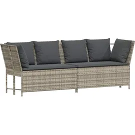 vidaXL Gartensofa mit Kissen Hellgrau Poly Rattan