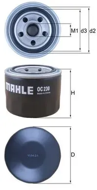 MAHLE Ölfilter oc230 Anschraubfilter 66,1mm GewindemaßM20x1,5 für PROTON ISUZU Ford GMC SMART MITSUBISHI Subaru KIA