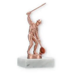 Pokal Metallfigur Angeln bronze auf weißem Marmorsockel 14,2cm
