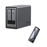 UGREEN NASync DXP2800 2-Bay NAS Server mit UGREEN NVMe M.2 USB 3.2 SSD 10Gbps Gehäuse, Intel N100 Quad-Core, 8GB DDR5, 2,5GbE LAN, 2×M.2 NVMe-Steckplätze, 4K HDMI (Diskless)