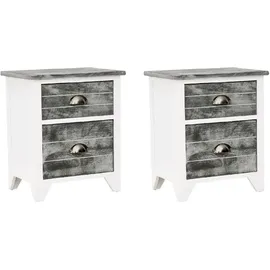 vidaXL Nachtschrank 2-teilig 5300 x 28 x 4360 cm Grau/Weiß