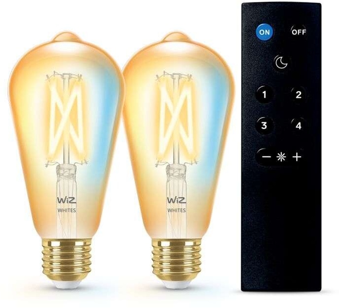 WiZ - Leuchtmittel Smart TW Amb. 8W 806lm 2200-6500K 2pcs. Edison Gold E27 & Remote -