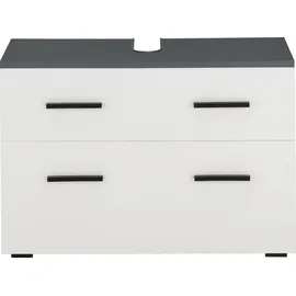 INOSIGN Waschbeckenunterschrank INOSIGN "Skara", grau (anthrazit, weiß), B:80cm H:55cm T:35cm, Spanplatte, Schränke, Waschbeckenunterschrank, mit Klappe und Schubkasten, schwarze Griffe, Breite 80 cm, Höhe 55 cm