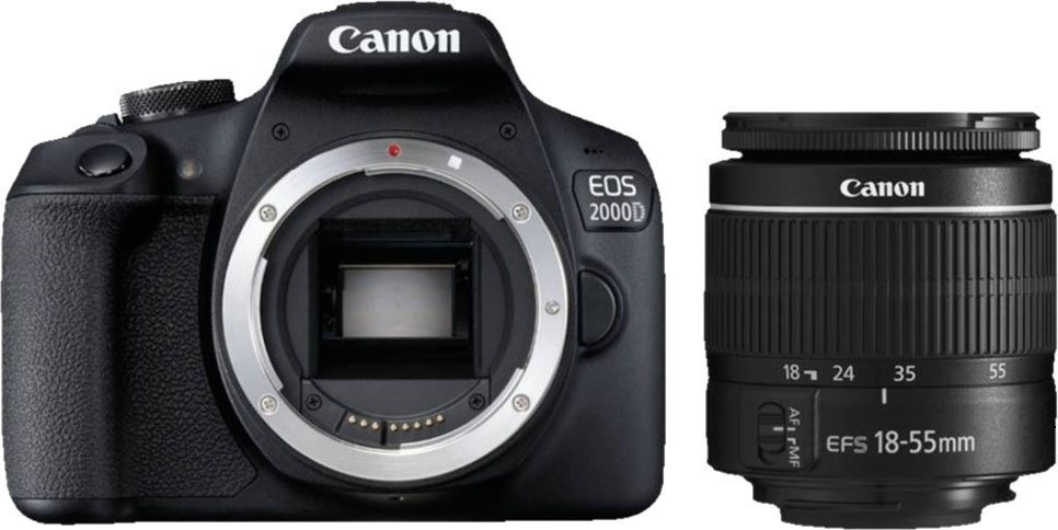 Canon EOS 2000D Kit 18-55 mm DC III Spiegelreflexkamera (EF-S 18-55mm f/3.5-5.6 III, 24,1 MP, NFC, WLAN (WiFi) schwarz