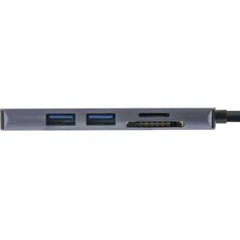 InLine InLine® Multifunktions-Hub USB 3.2 Gen.1, 2x USB-A HDMI 4K/30Hz Cardreader, Alu, grau