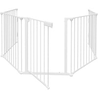 Gimisgu Kaminschutzgitter mit Tür, 310cm Metallherdschutz, klappbarer Kaminschutz, 5-teiliges Haustiernetz, Kindertreppenschutz (weiß, je 65 x 75 cm)