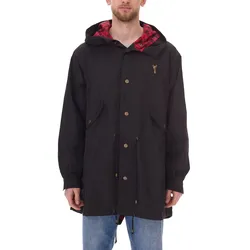 Cavallo de Ferro Herren Parka Herbst-Jacke mit Kapuze Übergangs-Jacke CSJA002 Schwarz - M