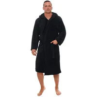 L.E.M.B. Hometrends Herren Damen Bademantel Kingston Microfaser Morgenmantel mit Kapuze schwarz XXL - XXL