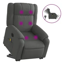 vidaXL Elektrischer Massagesessel mit Aufstehhilfe Dunkelgrau Stoff