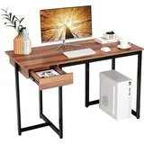 Costway Schreibtisch 120x55x75cm Walnuss / Braun / Schwarz