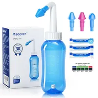 Nasendusche Set, Nasenspülkanne zur Nasenreinigung und Nasenspülung,BPA-frei, 300 ml, mit 30 Nasenwasch-Salzpaketen und Aufkleberthermometer