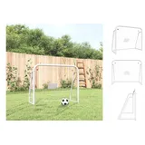 vidaXL Fußballtor mit Netz Weiß 125x96x60 cm Stahl & Polyester