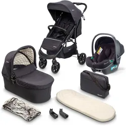 Kombi-Kinderwagen BABYGO "Style - 3in1, schwarz", Baby, schwarz, Kinderwagen, inkl. Babyschale mit Adaptern u. Wickeltasche