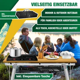 Kesser KESSER® Campingtisch faltbar Klapptisch mit Aluminiumrahmen Aufrollbare Tischplatte Falttisch klappbar inkl. Tragetasche mit Trageband & Netztasche, Holz-Optik