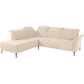 Home Affaire Ecksofa HOME AFFAIRE "Fresh L-Form", beige (creme), B:260cm H:79cm T:220cm, 100% Polyester, Sofas, Ecksofa, Federkern, wahlweise Kopfteilverstellung und motorischer Vorziehsitz