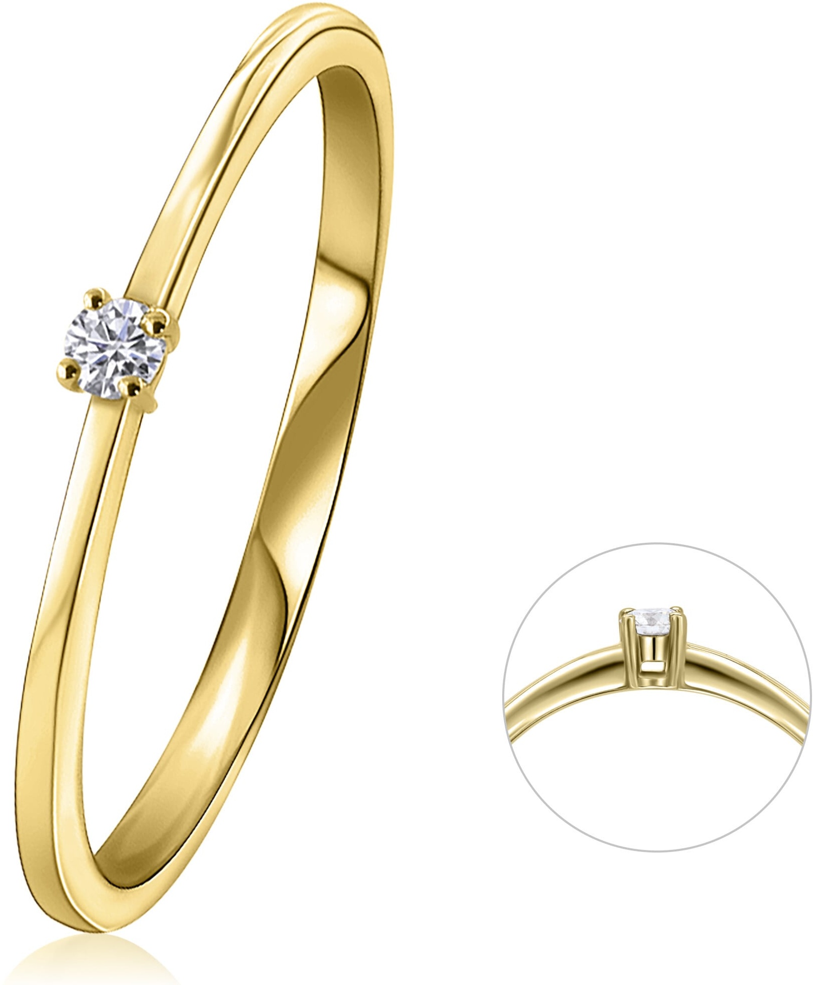 Diamantring ONE ELEMENT "0,03 ct Diamant Brillant Ring aus 585 Gelbgold" Fingerringe Gr. 50, mit Diamant, Gelbgold 585-Diamanten, goldfarben (gold) Damen Diamantringe