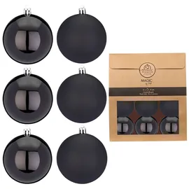 Inge-Glas® Christbaumkugeln Weihnachtskugeln Kunststoff Ø 8 cm 6 Stück black