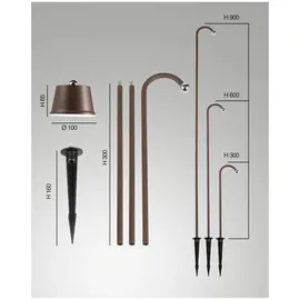 Fabas Luce LED Akkuleuchte Armanda Metall 3W 320lm inkl. Erdspieß rostbraun