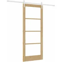 vidaXL Schiebetür Braun 83 x 202 cm Holz und Metall