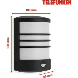 Telefunken - LED Außenwandleuchte, Toledo schwarz Metall-kunststoff