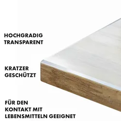 KARAT Tischfolie Crystal nach Maß Transparent mit abgeschrägter Kante 105 x 245 cm