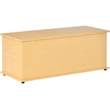 HOMCOM Truhe Aufbewahrungsbox Sitztruhe mit Stauraum Sicherheitsscharniere Holzkiste mit klappbarem Deckel für Wohnzimmer, Schlafzimmer, Spanplatte Buche 100 x 40 x 40cm