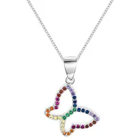 Firetti Kette mit Anhänger Schmuck Geschenk Silber 925 Halsschmuck Halskette Panzerkette, mit Kristallmix bunt|silberfarben