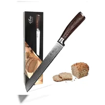 Wakoli EDIB Damastmesser Brotmesser I 20 cm Klinge I Pakkaholzgriff
