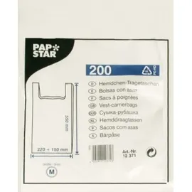 Papstar Starpak 200 Hemdchen-Tragetaschen, HDPE 55 cm x 22 cm x 15 cm weiss