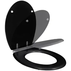 vidaXL Toilettensitz MDF Deckel mit Absenkautomatik Design Schwarz