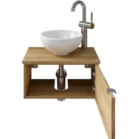 Saphir Waschtisch SAPHIR "Serie 6915 Waschschale mit Unterschrank für Gästebad, Gäste WC", braun (halifax eiche, halifax eiche, halifax eiche quer nb), B:51cm H:39,8cm T:35cm, Waschtische, Waschtisch, 51 cm breit, 1 Tür, Waschtischplatte, kleine Bäder, ohne