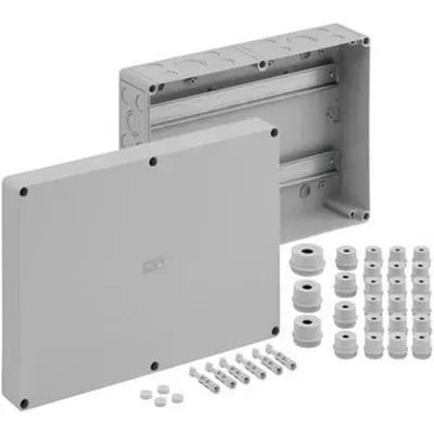 Abzweigkasten IP66 254x360x111mm gr Kst Tragschien Wand/Decke halogenfrei